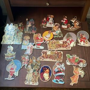 Vintage Die Cut 1980’s Cut Out Cardboard Christmas Ornaments